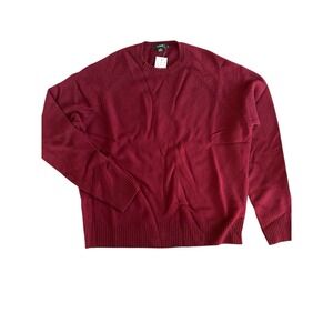 J Crew NWT 100% Lambs Wool Sweater. Burgundy Crew Neck Womans SZ XL